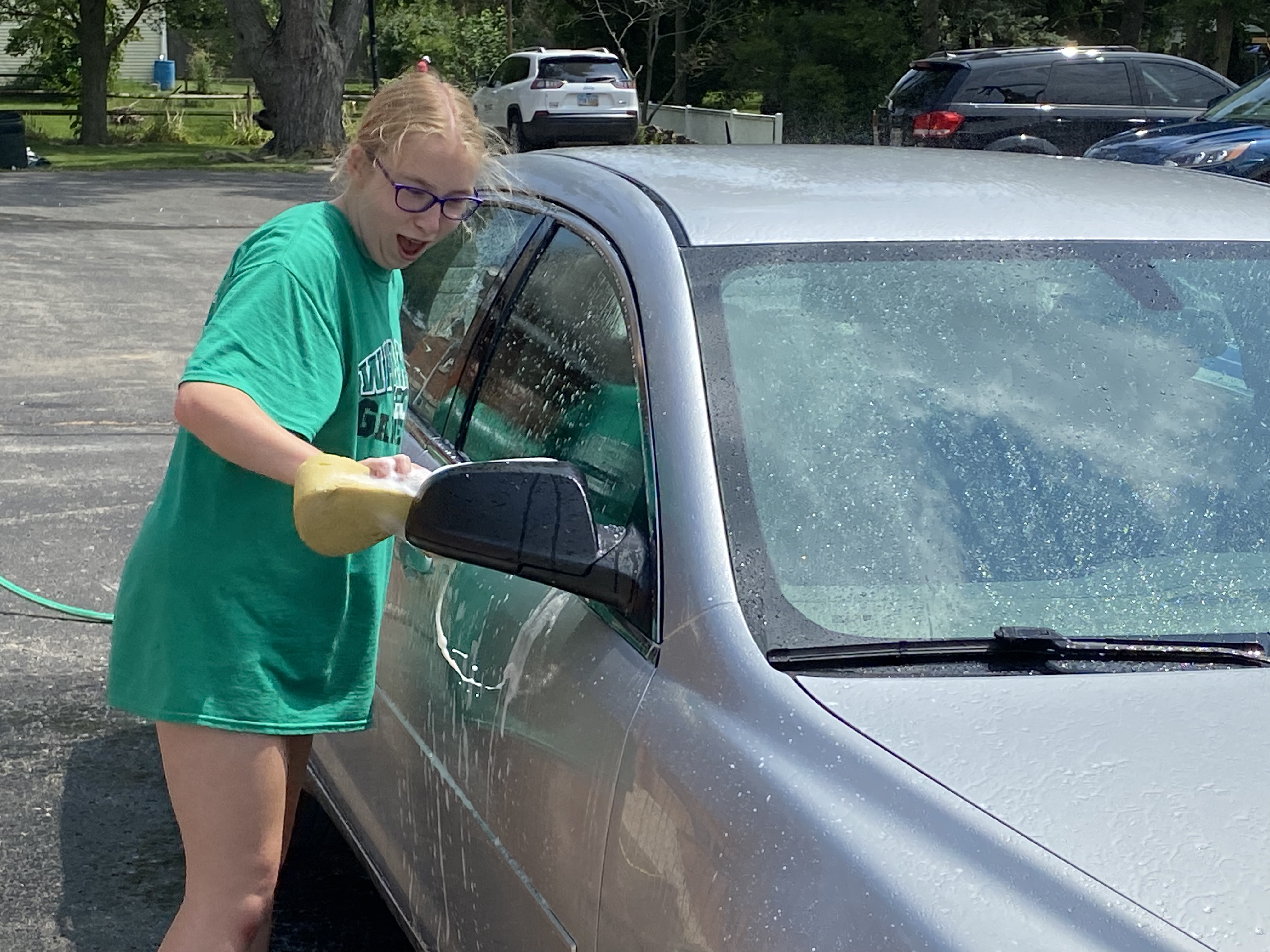 Becca Taylor at youth group fund raiser carwash