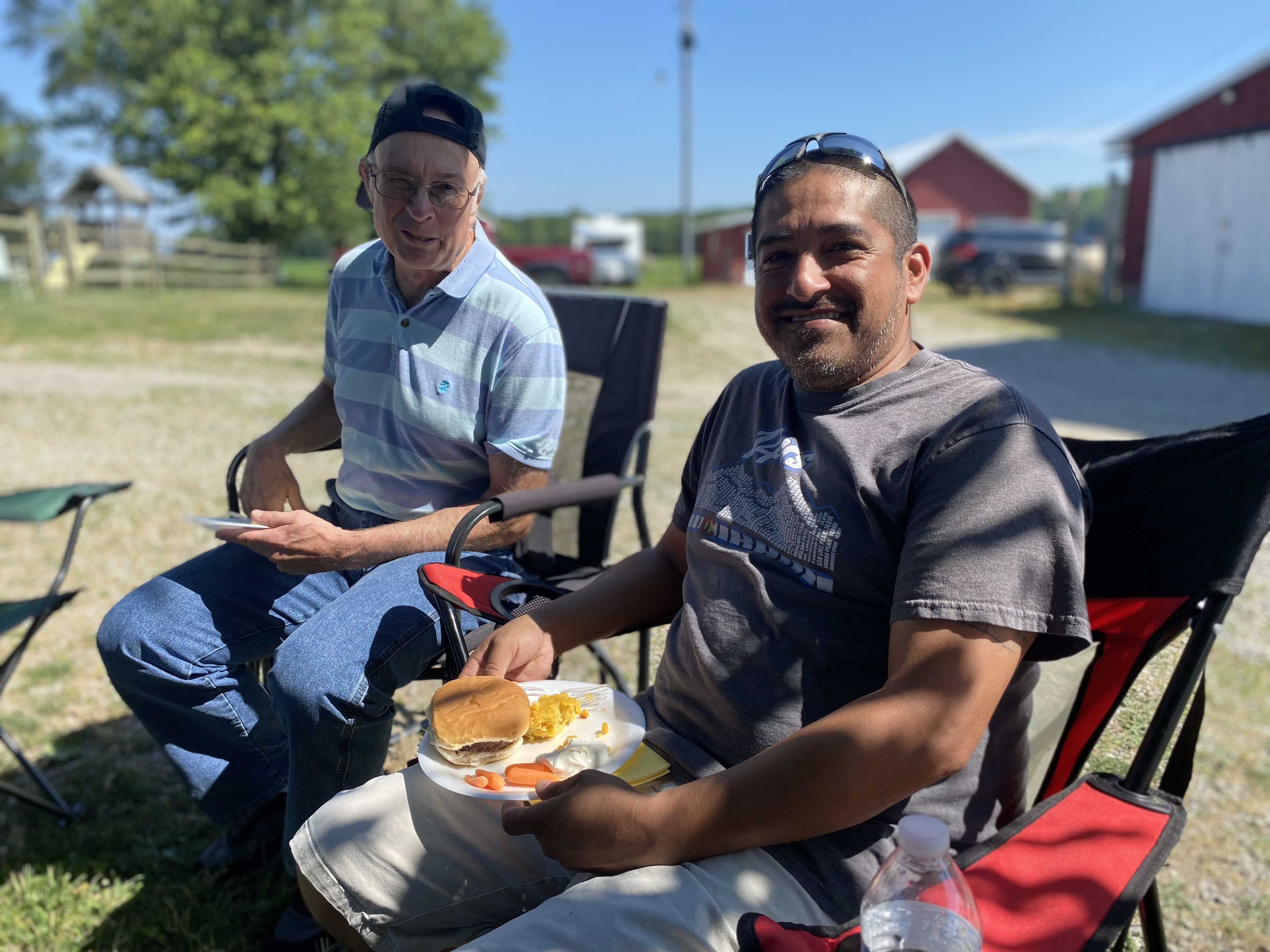 Larry and Chris enjoy a church picnic together